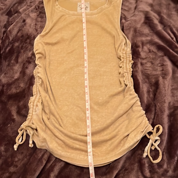 CHASER - beige muscle tank top with ruched detail size small - Picture 2 of 14